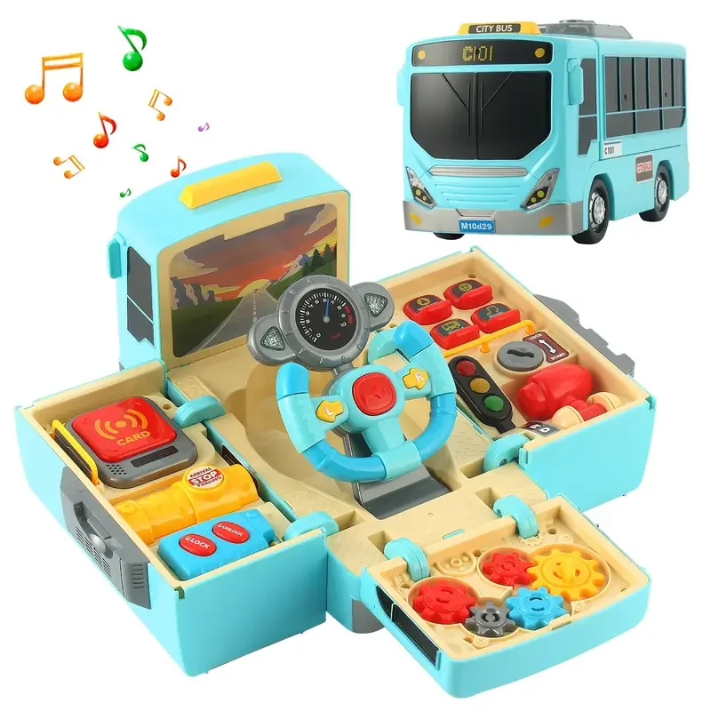 

и световая деформация занятой автобусом, интересной игрушкой-автобусом с различными веселыми панелями управления внутри, подарками на день рождения, праздникам.