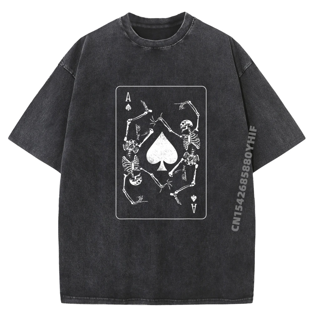 

Goth Punk Ace Of Spades Card Shark Gambler Skeleton Mens Clothing Comfortable Luxury T-Shirt Washed T Shirt Cinco de Mayo