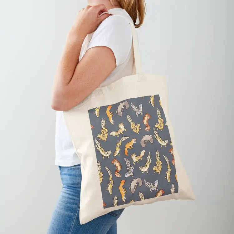 

chub geckos in dark grey Tote Bag bag for beach Portable shopping bag Canvas for women custom fabric