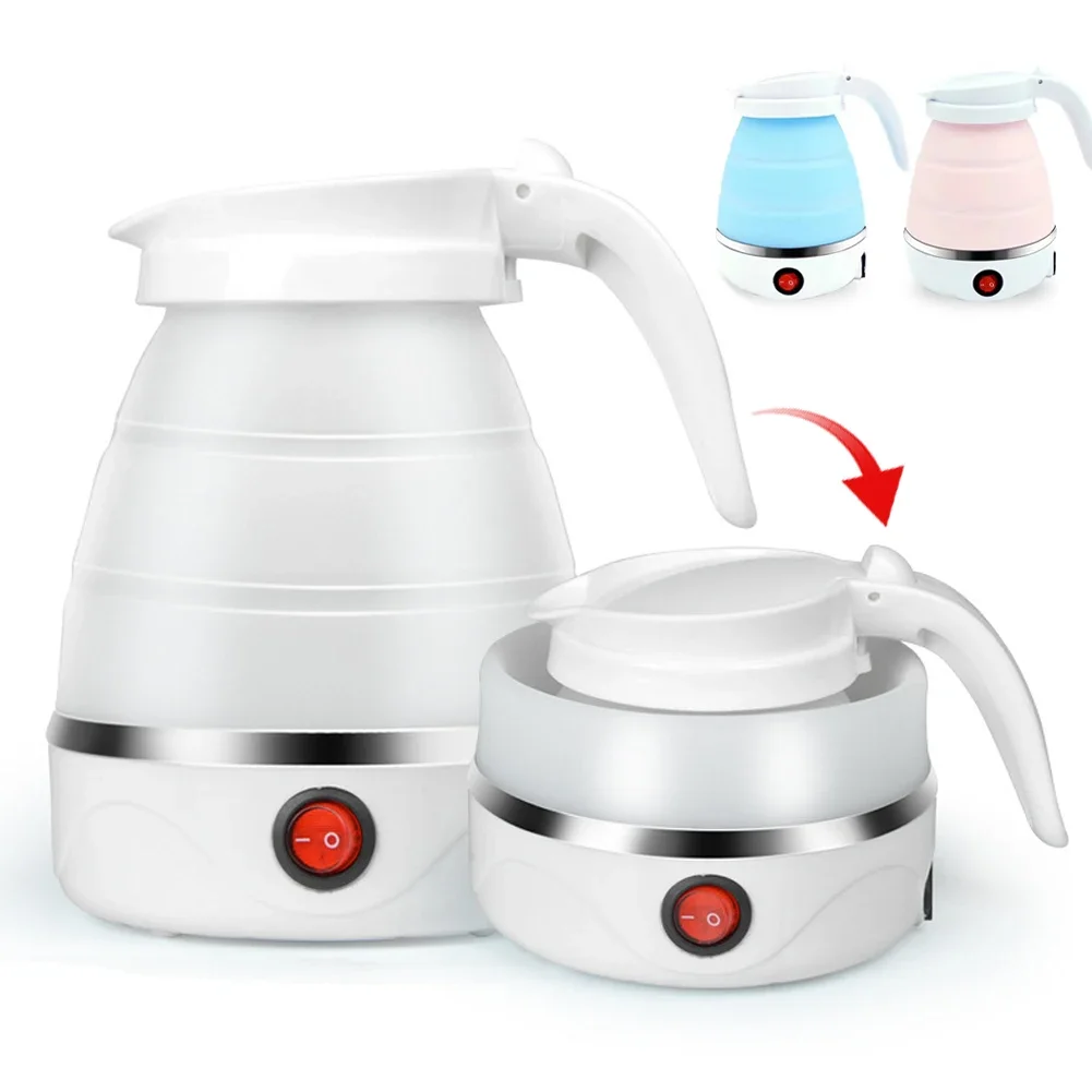 Travel Household Folding Kettle Silicone304 Stainless Steel Portable Kettle Compression Foldable Leakproof Kettle 600ml