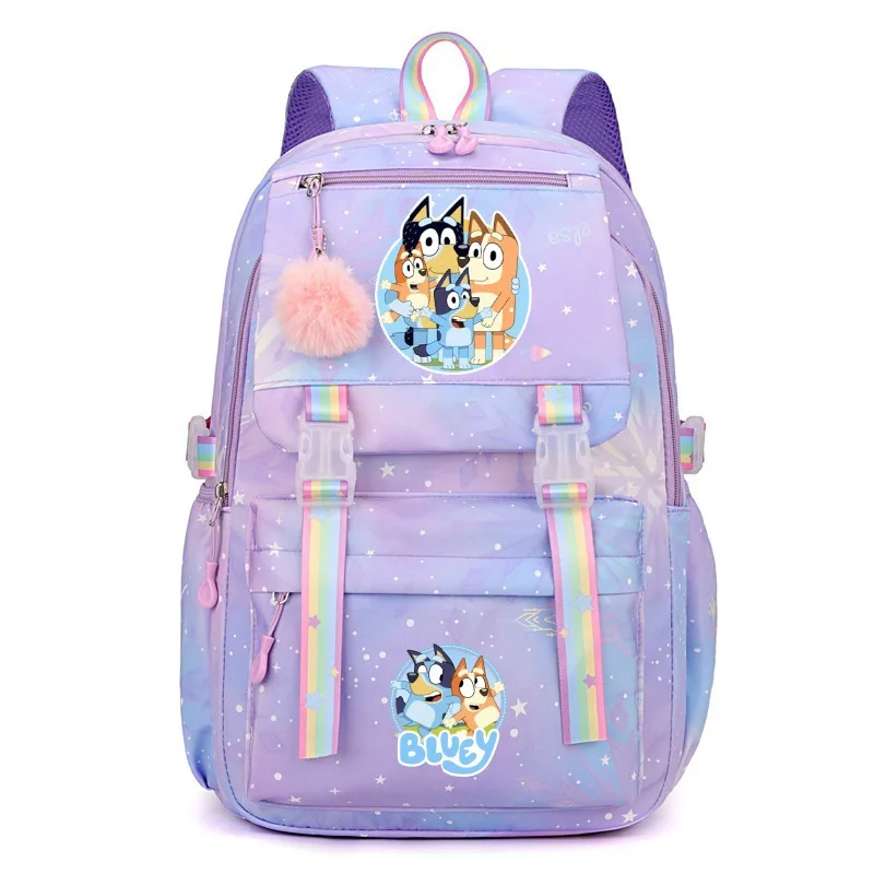 Anime Bingo Dog Bluey nueva mochila arcoíris para estudiantes de primaria y secundaria mochila informal de moda de gran capacidad