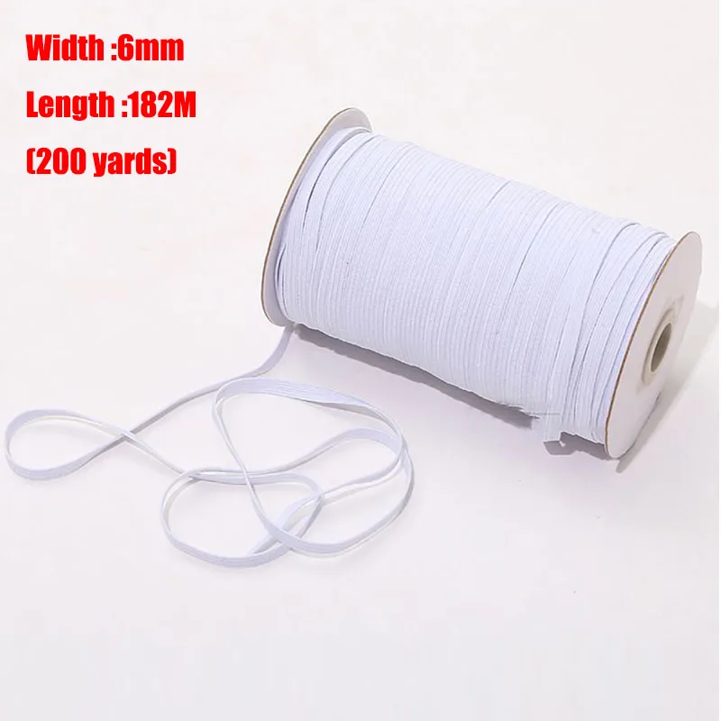 182/100/91M Sewing Elastic Band Heavy Stretch High Elasticity Knit Elastic Band for Sewing Waistband Elastic White black 3-6mm