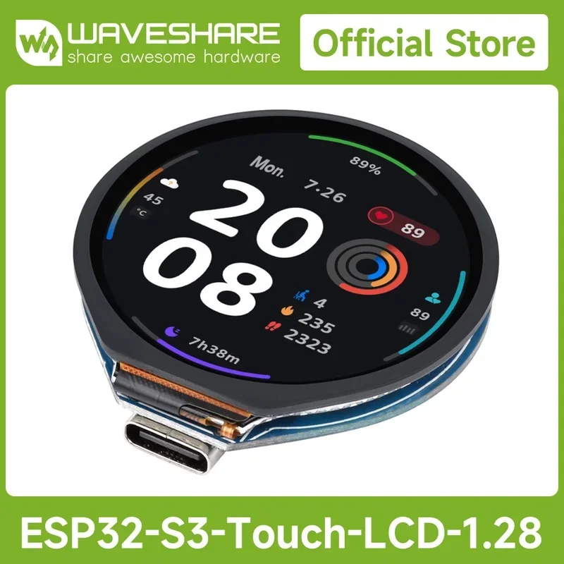esp32-s3開発ボード、128インチ丸型タッチlcdディスプレイ、arduino用加速度計ジャイロスコープセンサー搭載