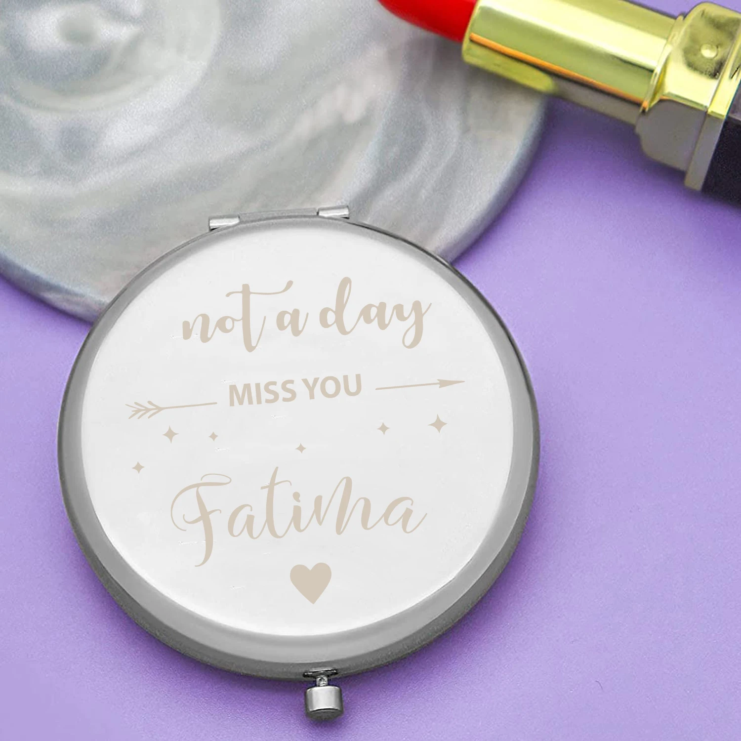 

1pc funny Diy Old Engraving Custom Name Makeup Mirror Metal Sliver Christening Souvenir