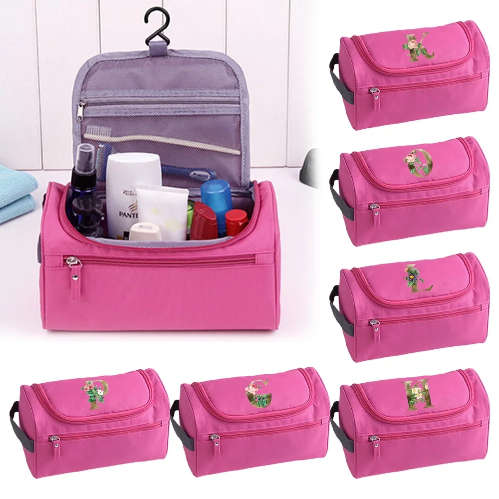 

Women Makeup Bags Travel Cosmetic Bag Toiletries Organizer Bathroom Waterproof Storage Hanging Wash Bag Golden Flower Series