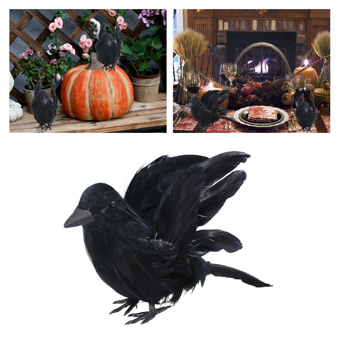 

2Pcs Crow nament Decoration Durable Eco Friendly Halloween Desktop Special Reusable Artistic Display