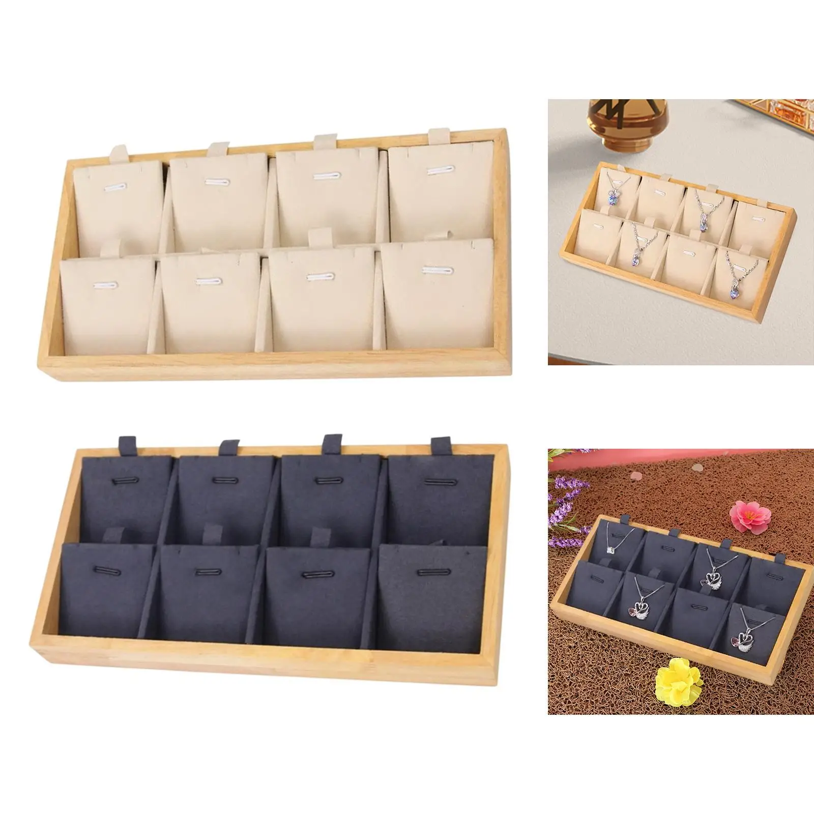 Stackable Jewelry Box Organizer Wood Display Stand Multi Grids Tray for Necklaces Earrings Pendants Storage Shop Use