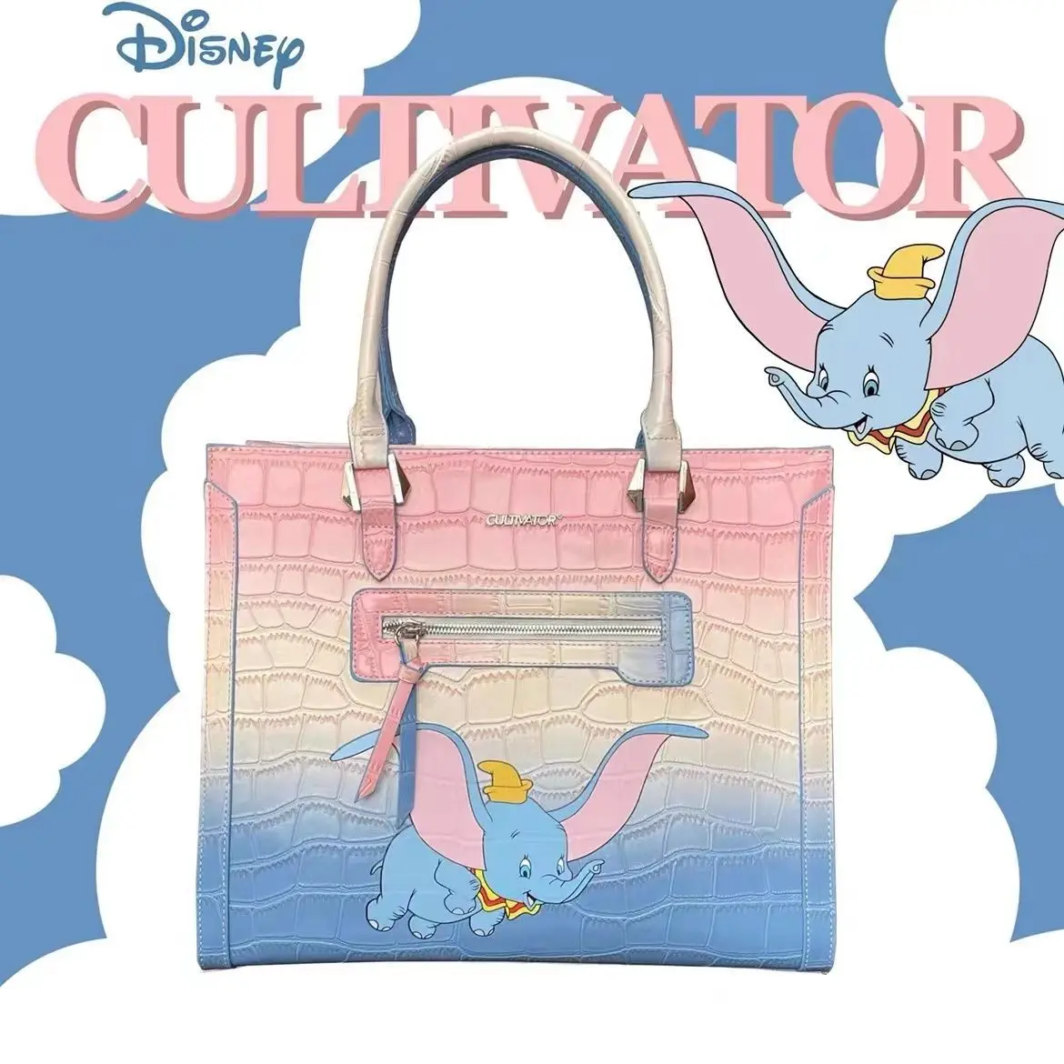 MINISO Disney Original Dumbo Large Capacity Gradient Blue Pink Messenger Handbag Bag Girls New Year Gift Luxury Brand