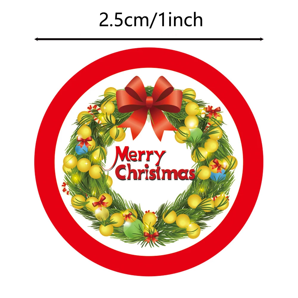 50-500Pcs Kraft Paper Round Christmas Gift Sticker Xmas Tree Candy Box New Year Packaging Bag Christmas Decorations Labels