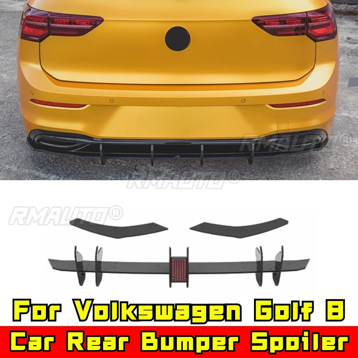 شفة ناشرة للمصد الخلفي على الطراز الرياضي لسيارة Volkswagen Golf 8 Body Kit واقي ملحقات السيارة