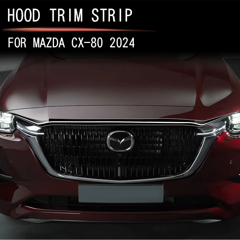 

For Mazda CX-80 cx60 CX80 2022 2023 2024 ABS chrome plated center grille hood decorative strip Front middle grille decorative