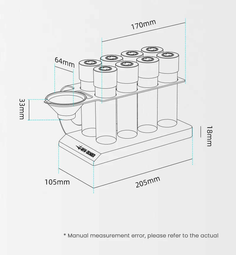 MHW-3BOMBER Coffee Bean Cellars Tubes Single Dose Coffee Bean Storage with 8 Tubes with Exhaust Valve Shelf & Funnel Cafe Tools