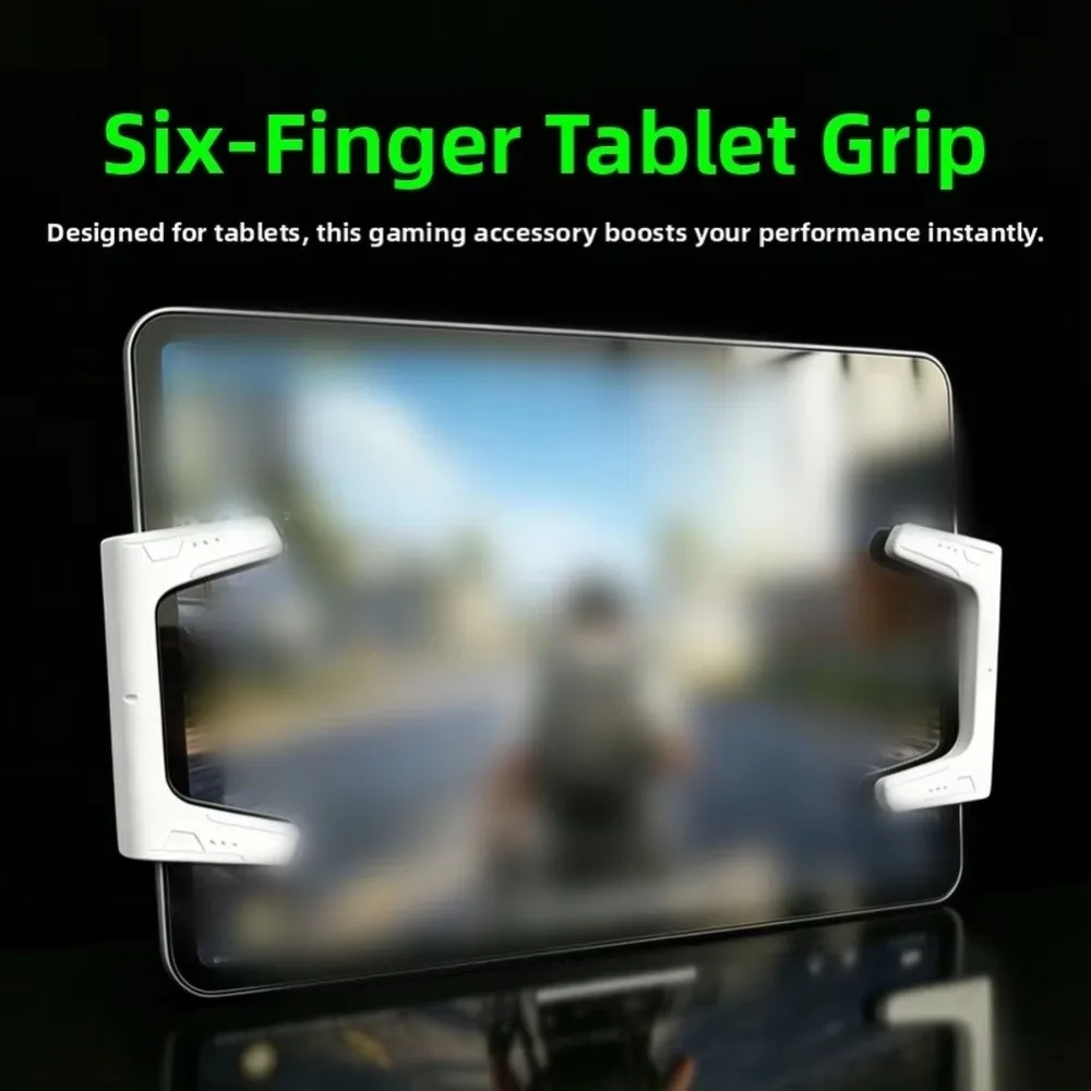 1 Pair 6 Finger Tablet Game Grip Adjustable Thickness Clamp Capacitance Trigger Mobile Game Trigger Button Silicone Anti Slip