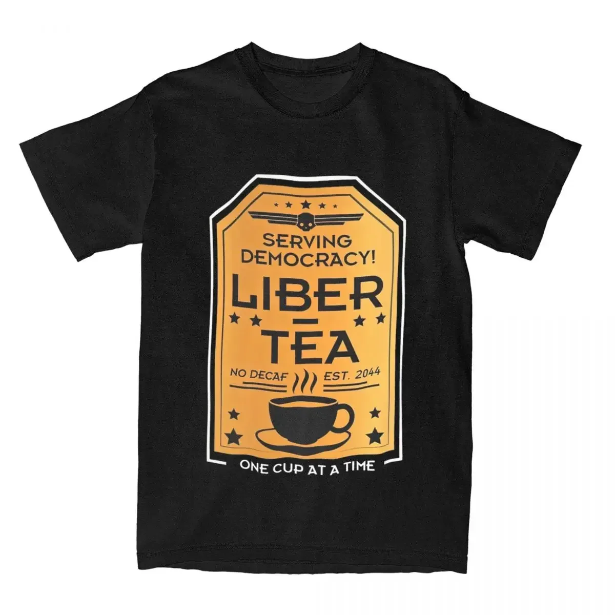 Apparel Men Cotton Awesome Cup of Liber-Tea Tees Short Sleeve Clothing Graphic Printed Helldivers 2 Liber Tea T Shirt  harajuku