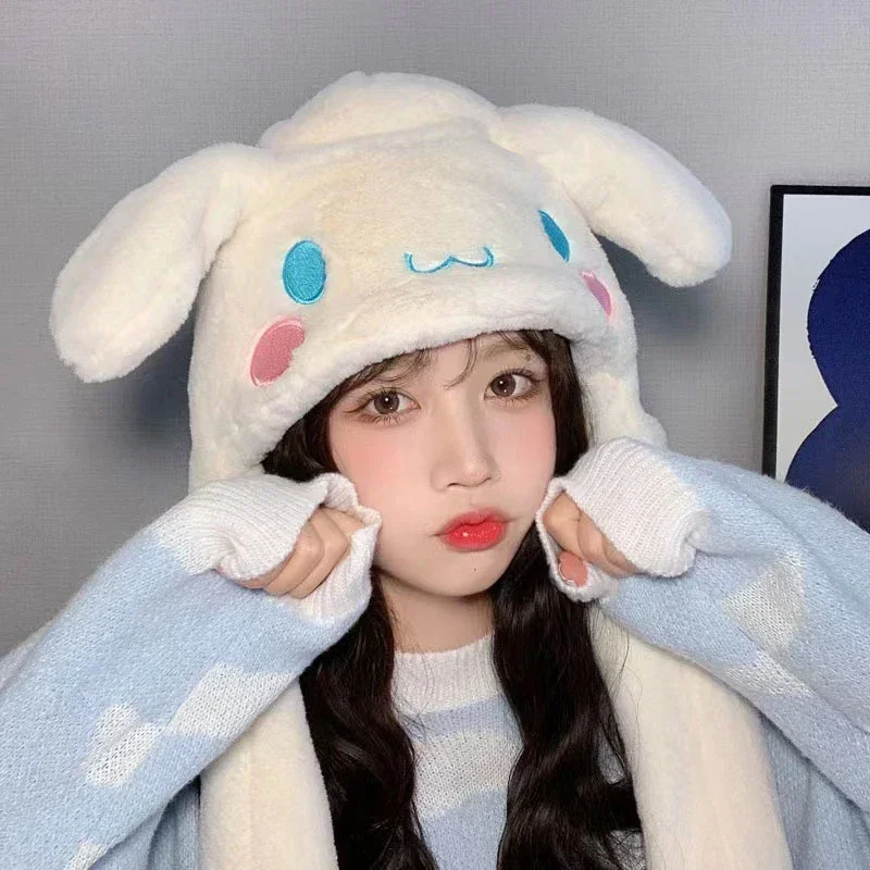 Sanrio Jumping Up Cap Cinnamoroll My Melody Ear Moving Hat Kawaii Kuromi Soft Plush Hat Toys Funny Toy Cold demand