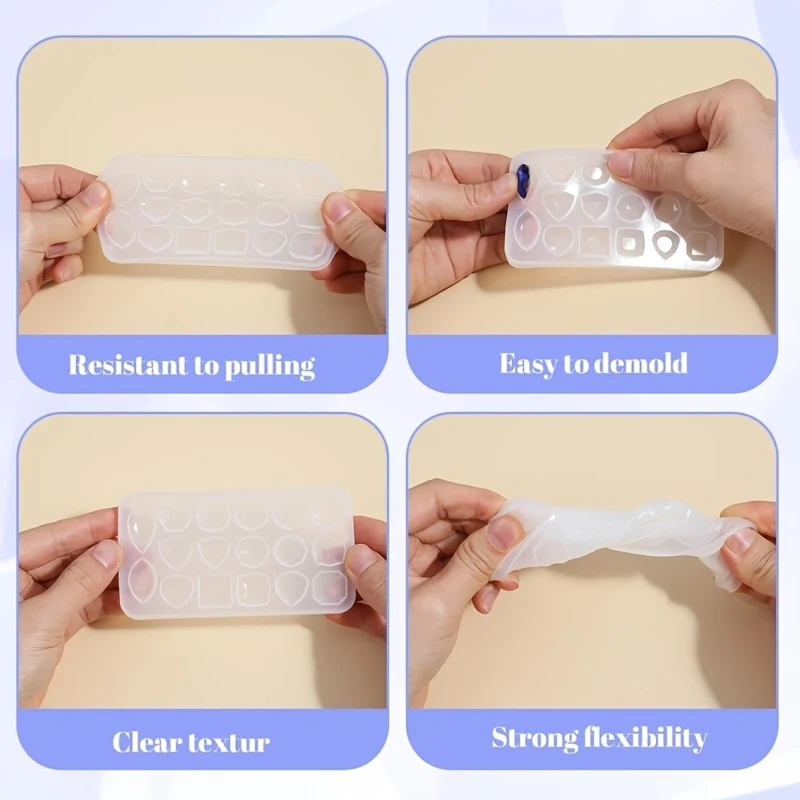 3Gemstone silicone mold，Used for polymer clay、Resin、Epoxy resin multifaceted gemstone silicone mold，Suitable for handmade produc