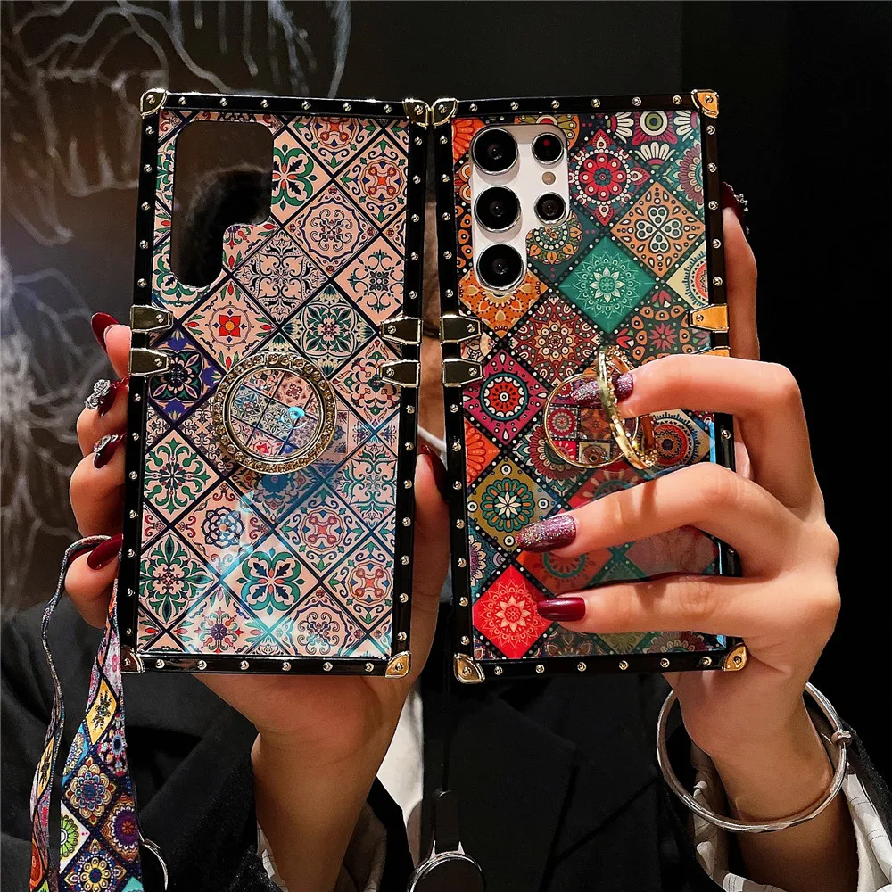 

Luxury Shockproof Protective Cover Retro Grid Pattern Case for Samsung Galaxy S25 Ultra Edge S24 Ultra S23 Plus S20 S22 S21 FE