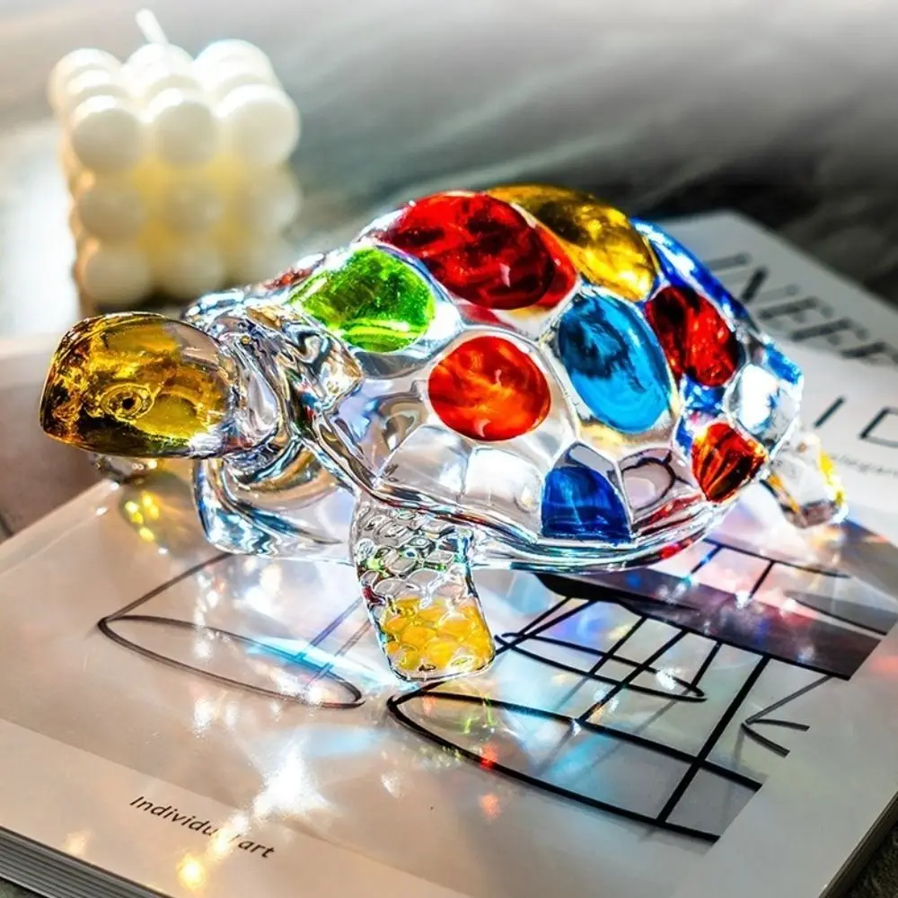 

Crystal Glass Turtle Ornament Painted Clear Turtle Figurine Decoration Lucky Gift Fengshui Miniatures Tortoise Statue Craft