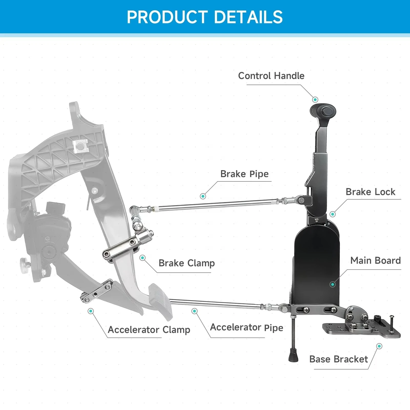 MUNIU D-RUN Handicap Hand Brake System Push Pull Hand Controls Driving Aids for Disabled Drivers