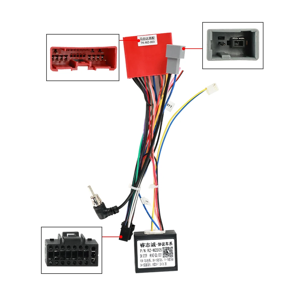 Android Radio Cable Accessories Wiring Harness 16PIN MP5 Cable Adapter For Mazda 6 3 5 CX-7 RX-8 Canbus box