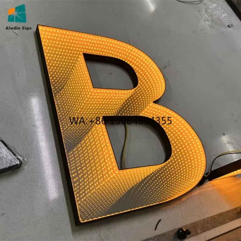 

Custom 3D LED Sign with Infinity Mirror Letter Stainless Steel Business Letter Sign for Retail Shop Application