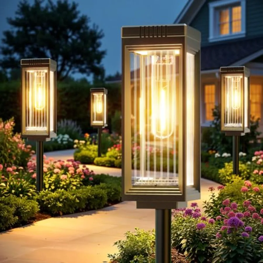 Solar Pathway Lights Outdoor, Upgraded Solar Lights Outdoor Waterproof, Bright Up to 15 Hrs Auto On/Off Garden Light for Yard P
