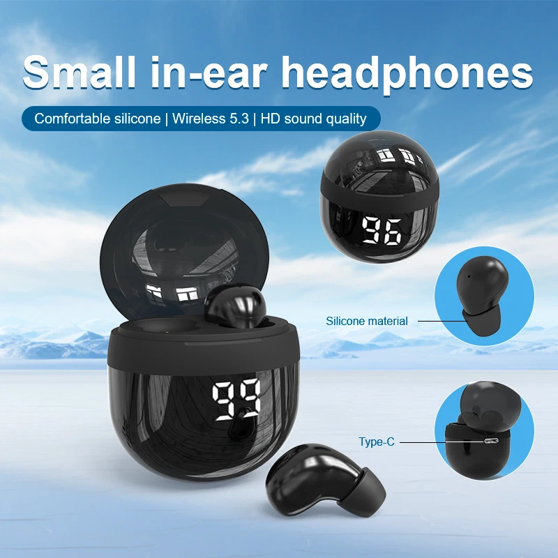 SK Mini headphones 5.3 wireless bluetooth headset small earbuds sleep work sports invisible HD HIFI bass sound quality earphones