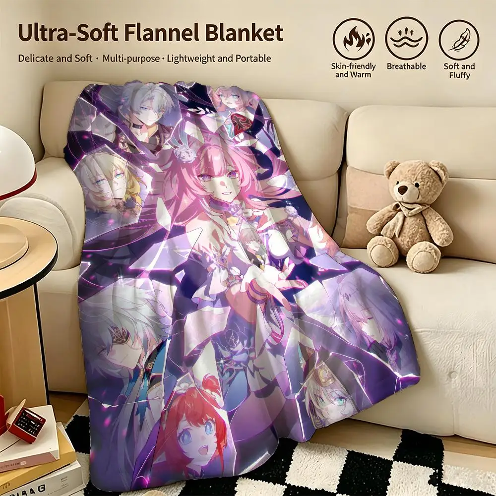 game H-Honkai Impact-T Throw Warm Soft Flannel Blanket, Multi-use for Sofa Bed Camping Travel Nap