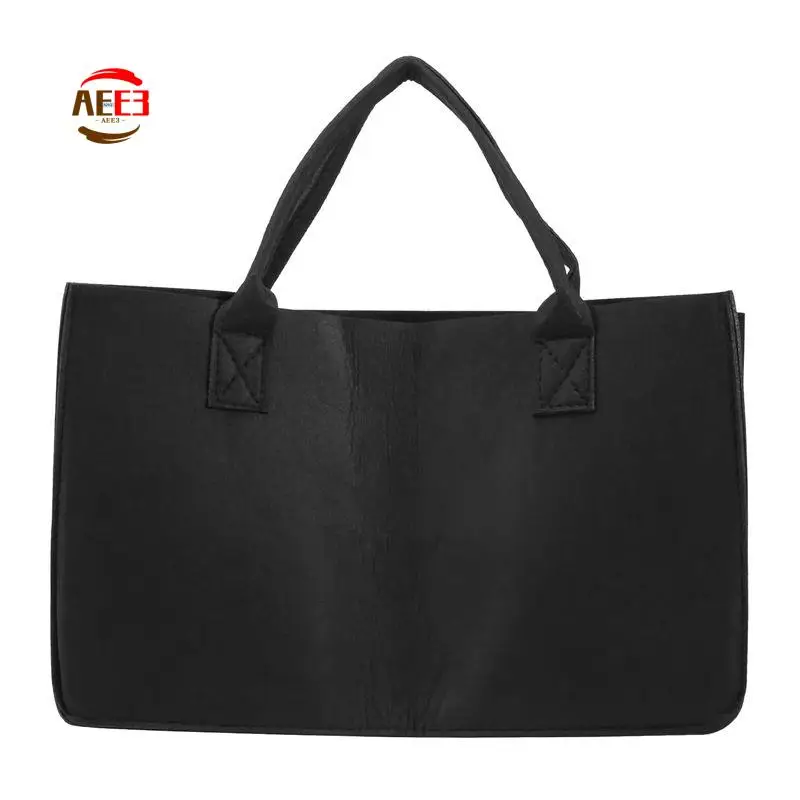 

AEE3-Fireplace Wood Felt Storage Bag Basket Magazine Rack Firewood Pocket,Felt Foldable Firewood Holder Basket