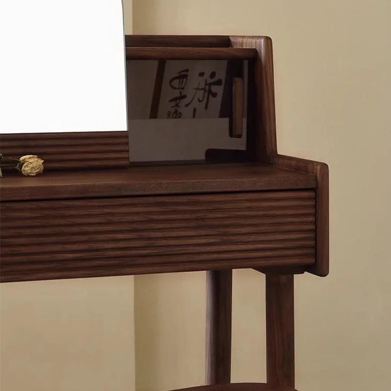 Factory Direct 2026 Top RatedBlack walnut dresser, simple all-solid wood makeup table, bedroom multi-functional integrated makeu