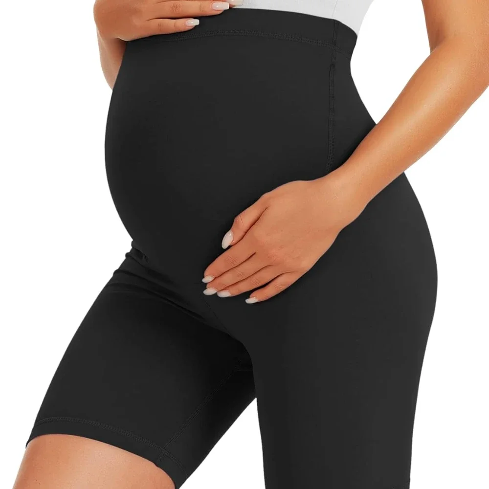 Pregnant Women's Shorts, Three Part Shark Skin Seamless Leggings, Summer Slimming and Anti Dew Yoga Leggings