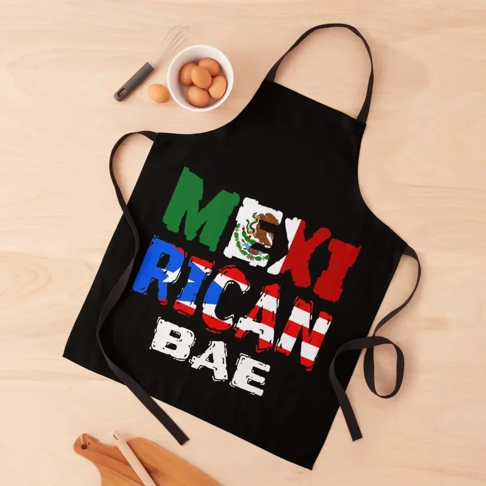 MexiRican BAE Puerto Rican Mexican Flag T Shirt Merch Apron christmas for women with pocket Apron