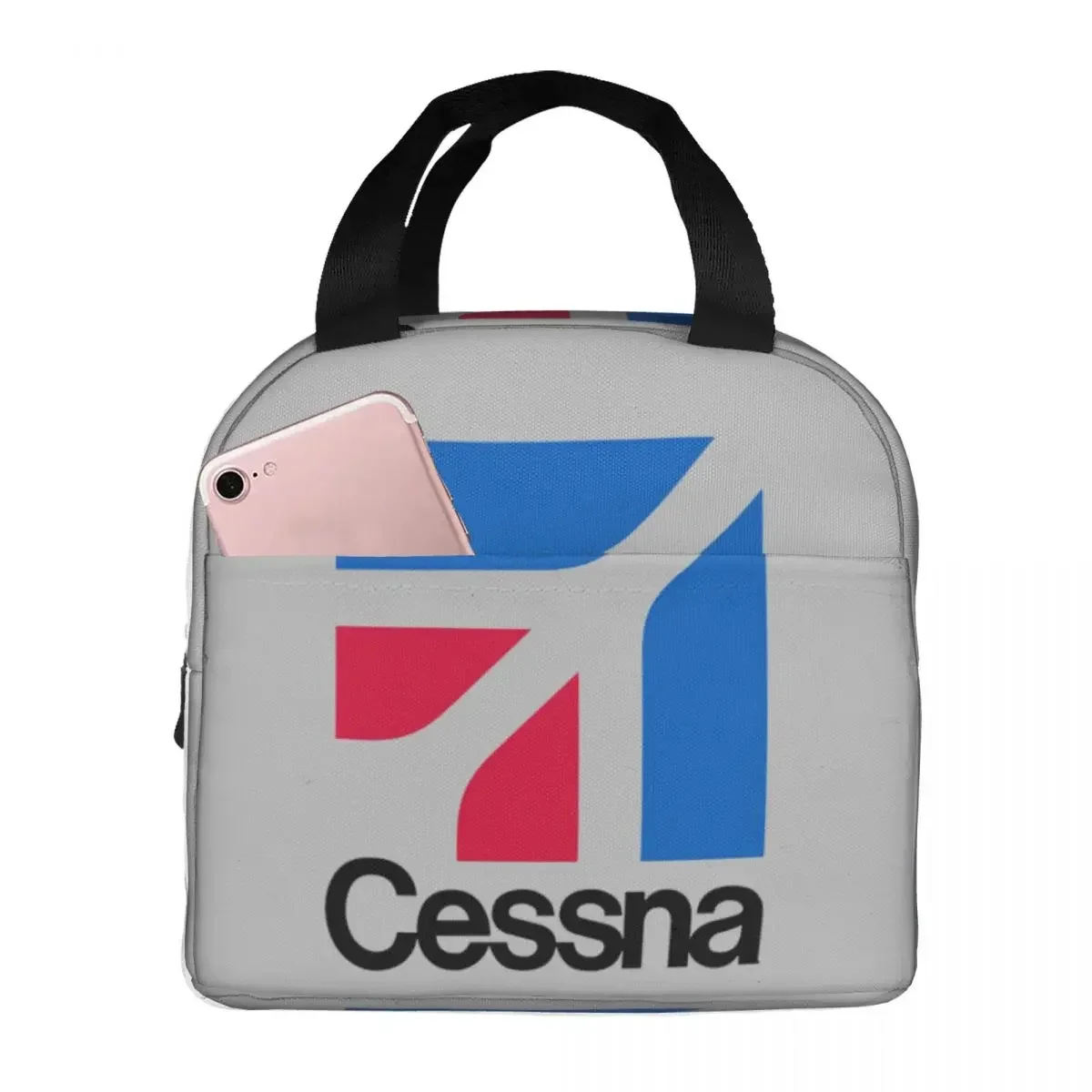 Cessna Logo Insulated Lunch Bags Portable Picnic Bags Thermal Cooler Lunch Box Lunch Tote for Woman Work Kids School