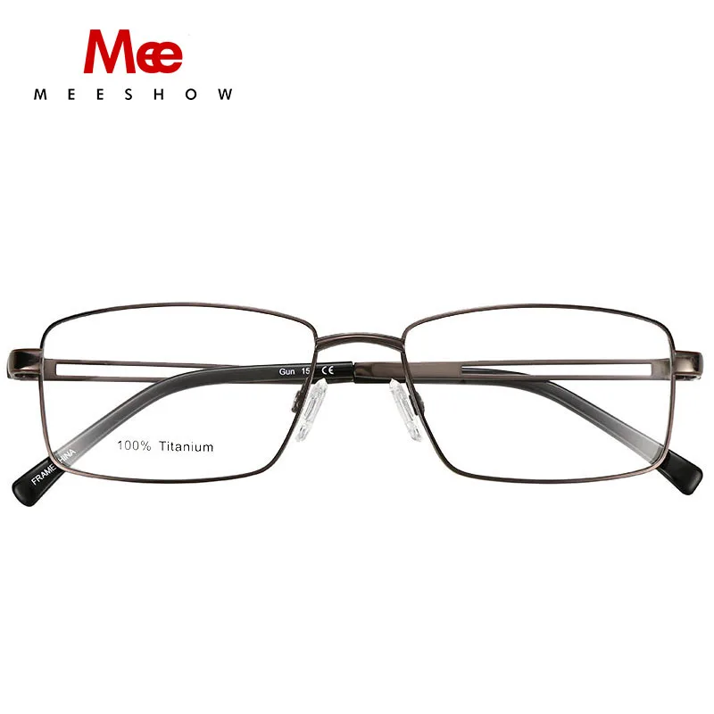 

Meeshow Pure Titanium glasse frame men business square eyeglasses ultralight myopia brand glasses big size Europe Optic Eyewear