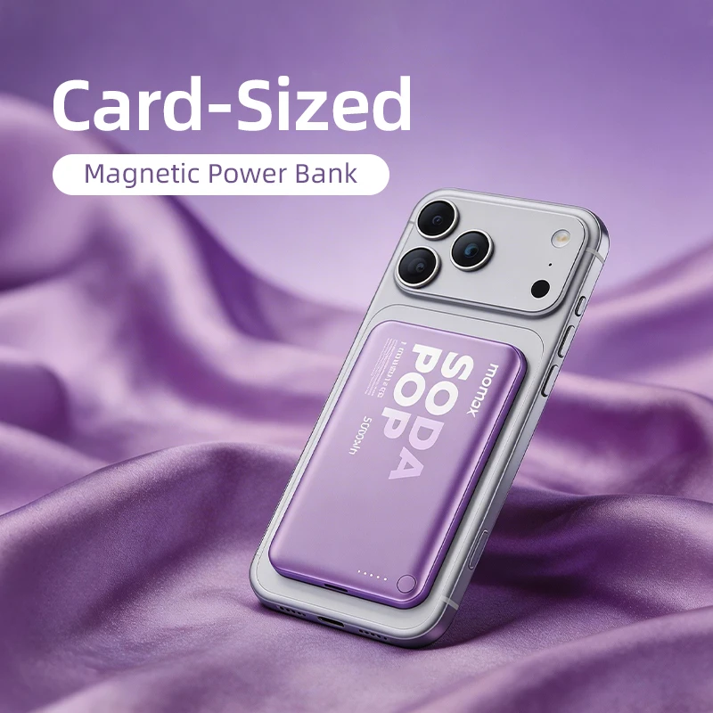 

Магнитный внешний аккумулятор MOMAX 15 Вт, беспроводная зарядка 10000 мАч, быстрая зарядка PD 22.5 Вт, компактное портативное зарядное устройство для iPhone 17, Samsung S25