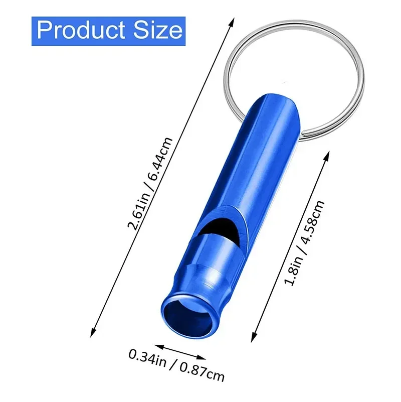 キーホルダー付きカスタムロゴアルミニウム緊急ホイッスル、キャンプ、ハイキング、狩猟、スポーツおよび緊急製品、100個