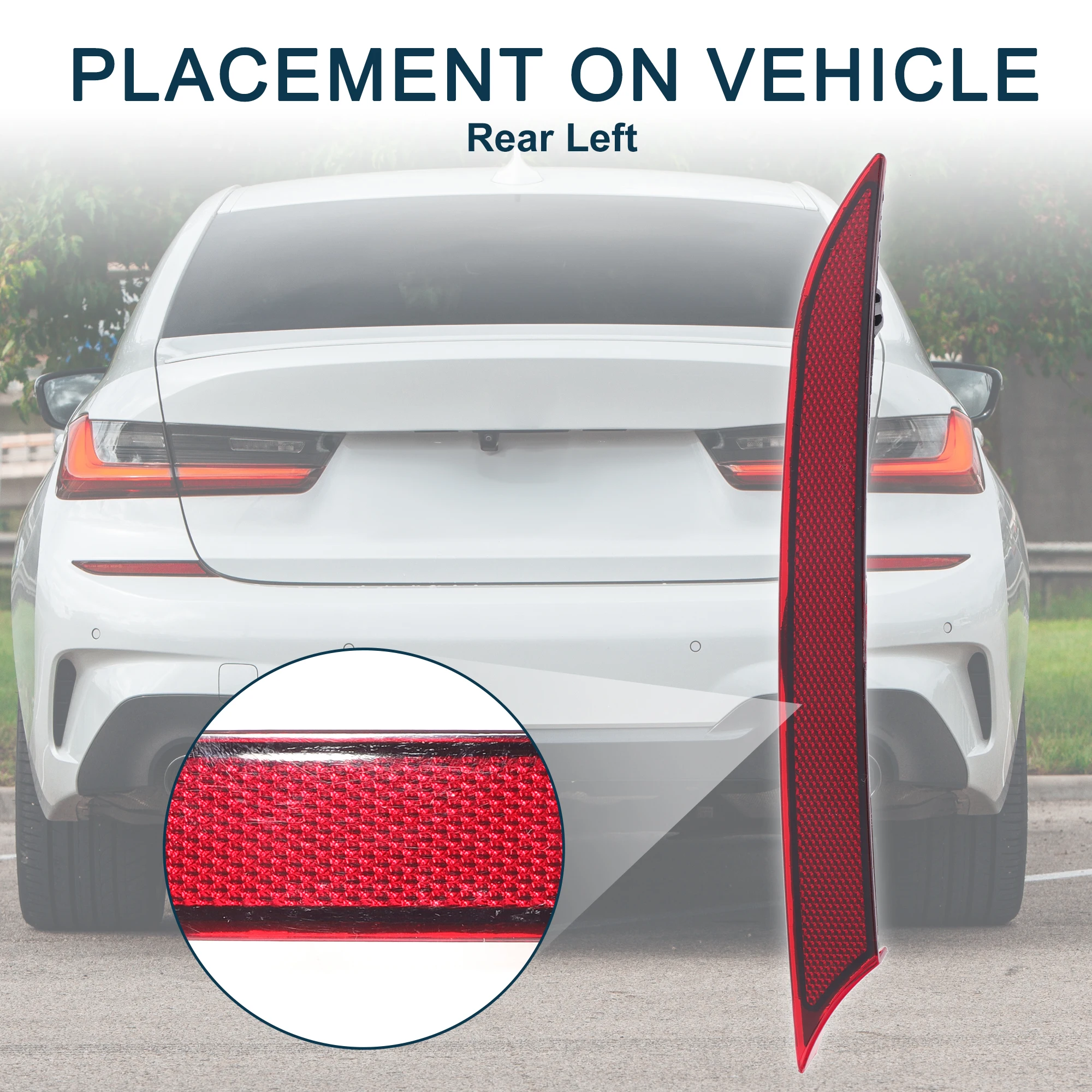 UXCELL Car Rear Left Bumper Reflector No.63147388765 for BMW M5 2018-2020 Red