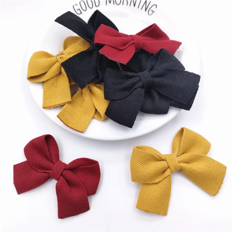 18 pz 7 x5.5cm tessuto Bowknot Applique per fai da te bambino Clip di capelli cappello copricapo artigianato patch Decor ornamento accessori di