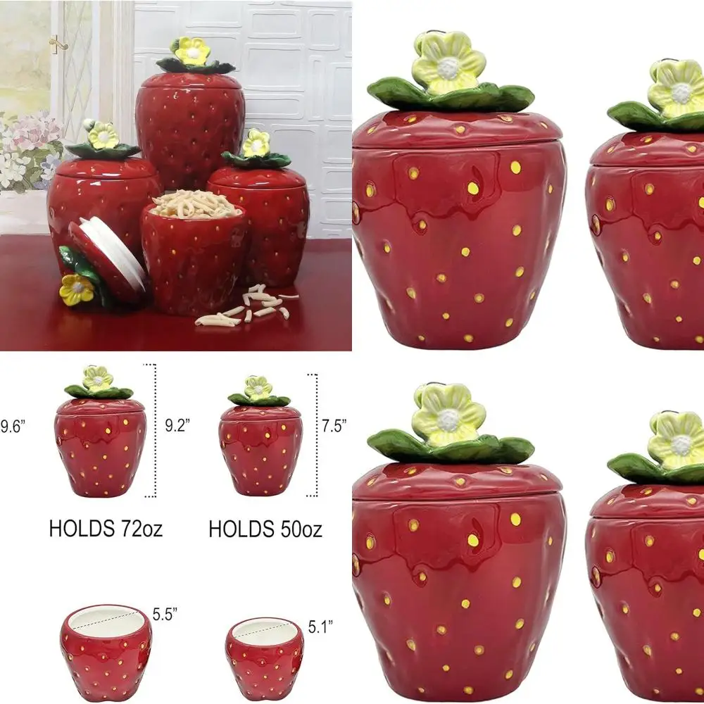 

Set of 4 Strawberry-Shaped Canisters, 83501