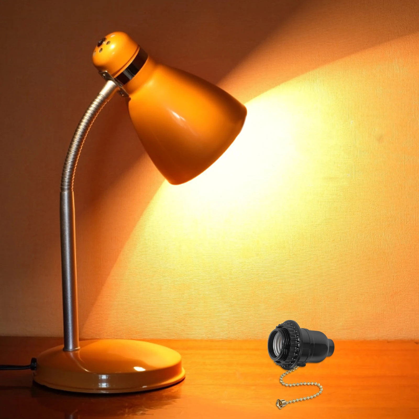 

E27 Lamp Holder Pull Chain Switch Plastic Socket Replacement Black Screw Base Floor Lamp Part Zipper Light Fixture
