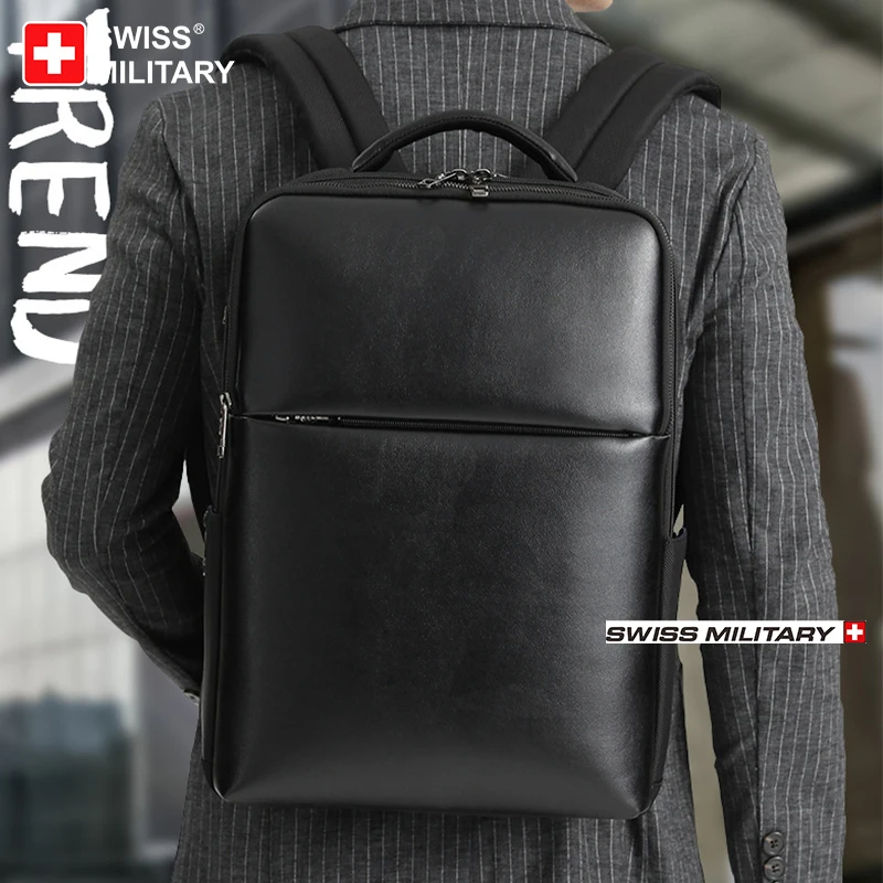 SWISS MILITARY ใหม่ผู้ชายกระเป๋าเป้สะพายหลังกลางแจ้งขยายกระเป๋าเป้สะพายหลังแล็ปท็อปเชิงพาณิชย์เดินป่ากระเป๋าเดินทางกันน้ําพร้อมการชาร์จ USB