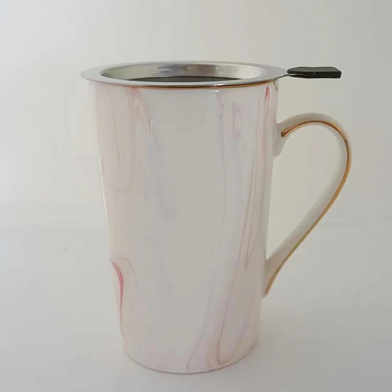 Marble Mug with Lid and Spoon Coffee Self Stirring Mug 12OZ  Cup Mug with Filter for Cafe or Tea  Choice DropShip