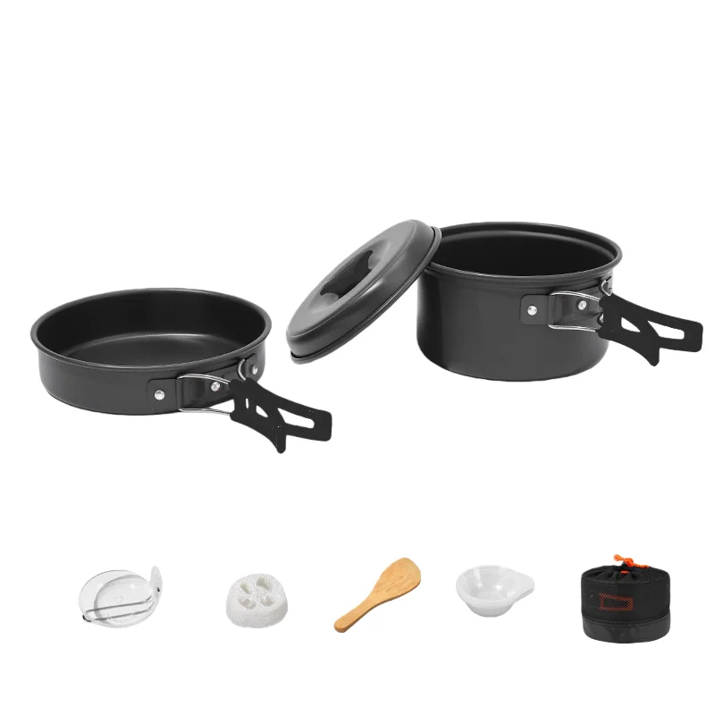 

Hike Mount Cross-Border Exclusive Supply Outdoor Camping Picnic Stove Set 1-2 People Portable 2.0-3.0L Non-Stick Metal Cooking