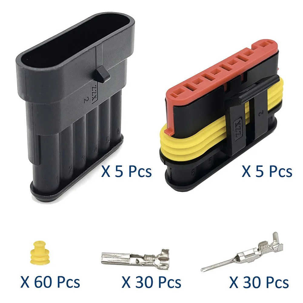 5er-Set 6-Pin-Steckverbinder für Kfz-Elektrik Schnellanschluss und -trennung 6-Draht-Steckverbinder Wasserdichter Stecker – Detail 2