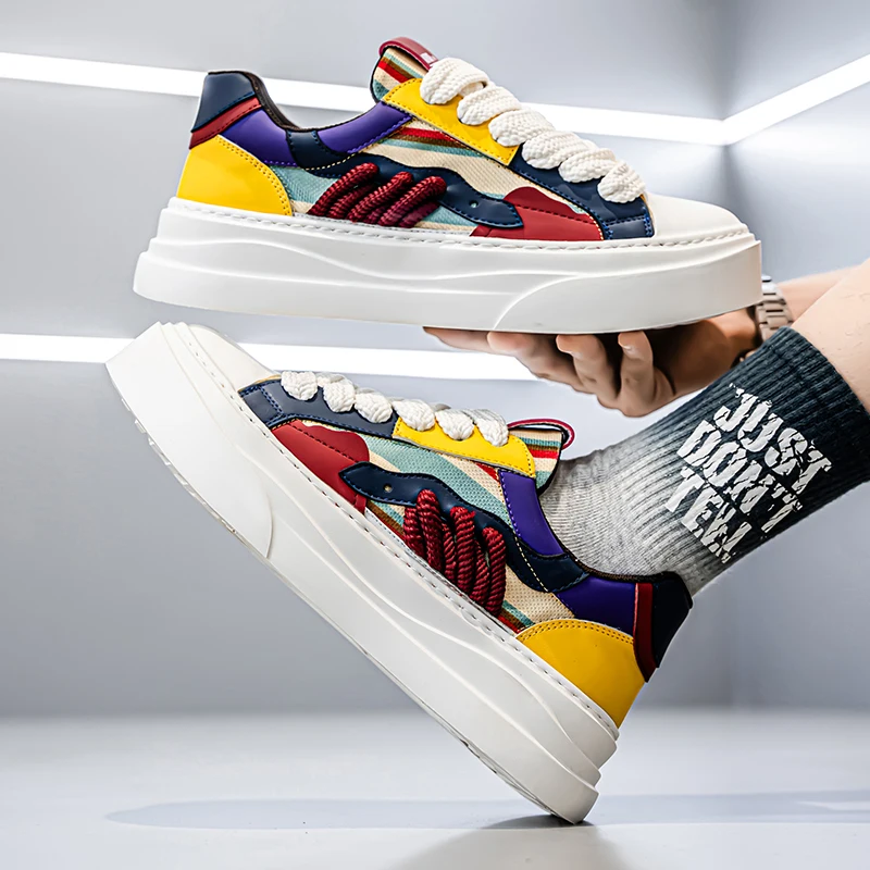 

Осенние дышащие модные универсальные повседневные спортивные туфли на платформе, противоскользящие, прочные, толстая подошва, увеличивающие рост туфли на платформе