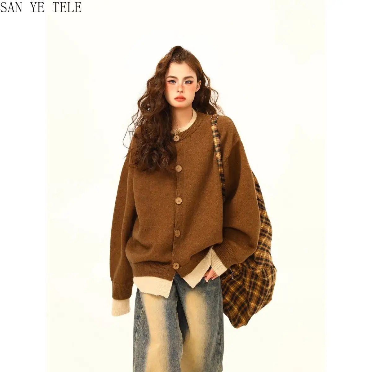 

Color Blocking False Two-piece Knitted Sweaters Women Maillard Casual Loose Y2k Korean Top Trendy Multiple Styles 2025 New