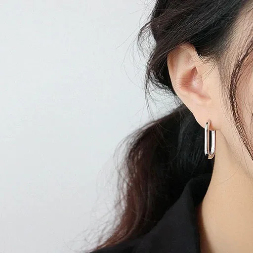 BF CLUB 925 Sterling Silver Earrings For Women Trendy Simple Retro Rectangle Earring Jewelry Prevent Allergy Party Accessories
