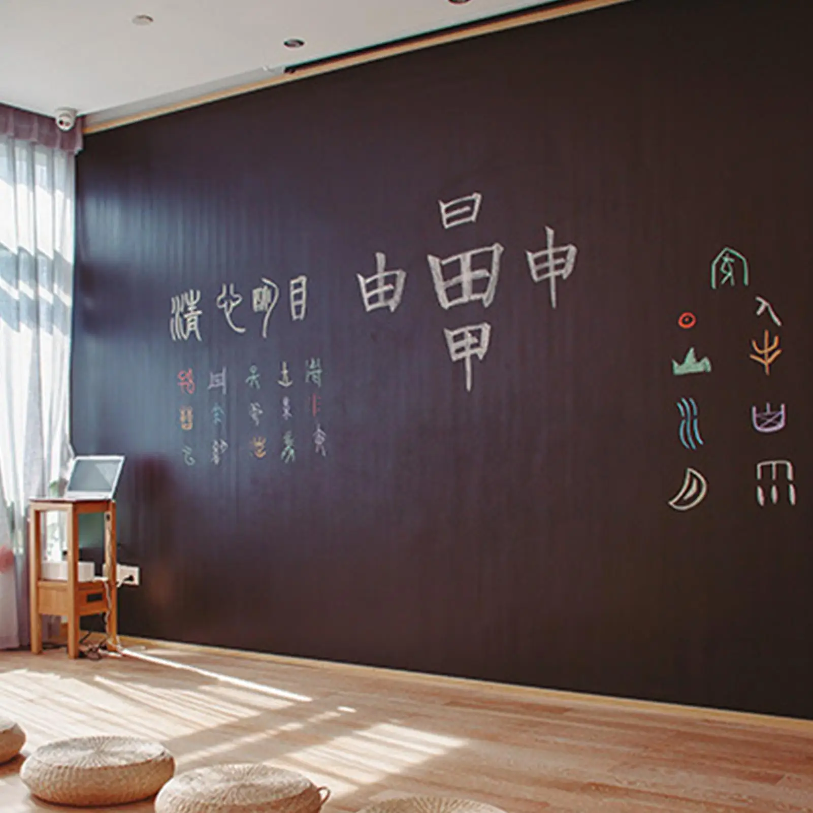 ملصق حائط على شكل سبورة السبورة قابل للتقشير واللصق، ملصق لوح أسود قابل للإزالة وقابل للمسح لفن الرسم