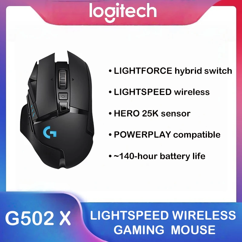 Logitech G502X kabellose Maus – neue optische mechanische Hybrid-Mikroschalter-Gaming-Maus mit leichtem Design von HERO Engine