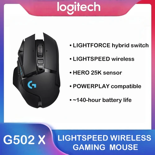 Logitech G502 X LIGHTSPEED 102g Ratón inalámbrico para juegos Hero 25K Sensor 13 Botones programables